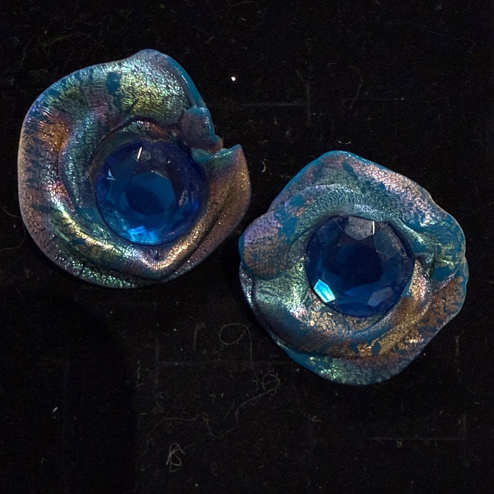 Iridescent Blue Stone Earrings